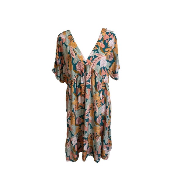 NWT Cupshe Women's M Soft Tropics Short Sleeve Mini Dress Rayon V-Neck Beach - Picture 4 of 9